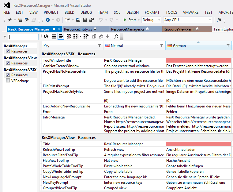 ResX Manager Screenshot