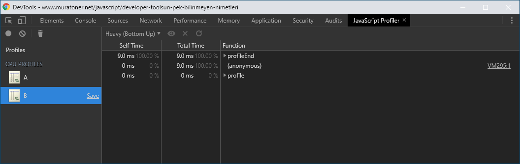 Developer Tools'un Pek Bilinmeyen Nimetleri 16 Google Developer Tools Profiler