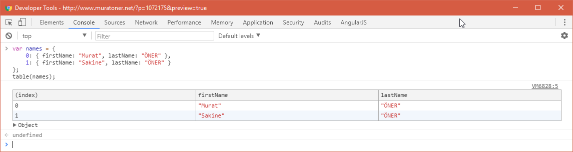 Developer Tools'un Pek Bilinmeyen Nimetleri 17 Chrome Developer Tools - Table Function