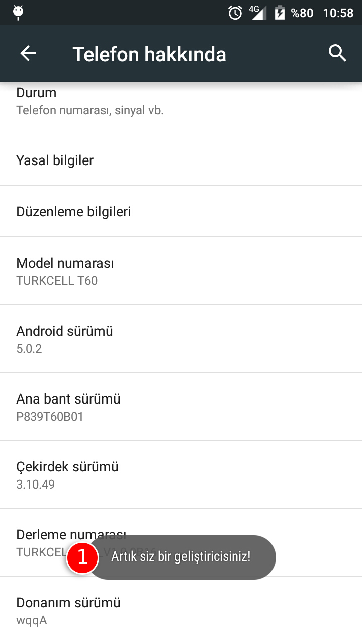 Developer Settings Opened - Geliştirici Seçenekleri Açıldı