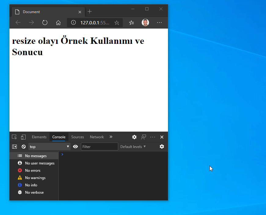 Javascript Media Query Nedir ve Nasıl Kullanılır? 3 Javascript resize Demo